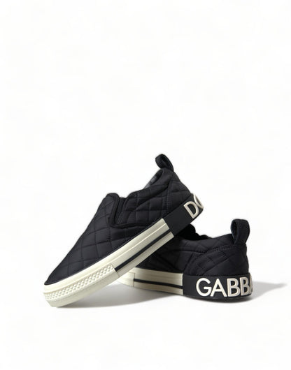 Dolce & Gabbana Black Quilted Slip On Low Top Sneakers Shoes - SMARTMARTNZ