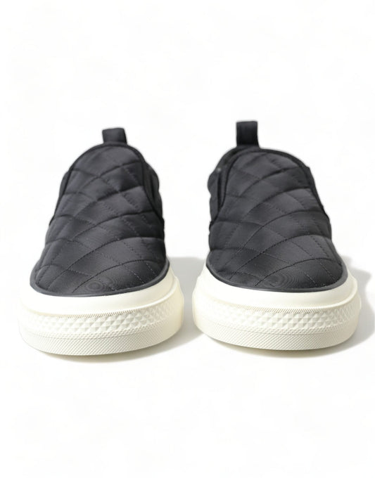Dolce & Gabbana Black Quilted Slip On Low Top Sneakers Shoes - SMARTMARTNZ