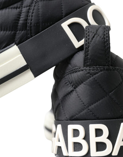 Dolce & Gabbana Black Quilted Slip On Low Top Sneakers Shoes - SMARTMARTNZ