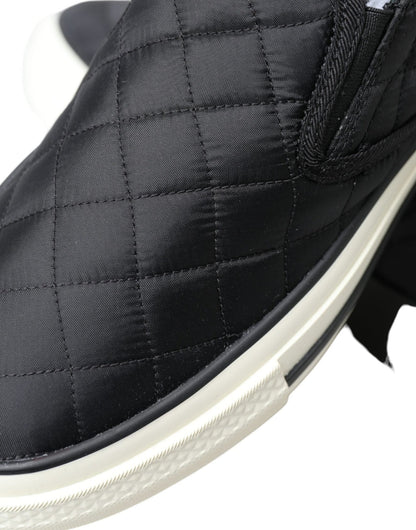 Dolce & Gabbana Black Quilted Slip On Low Top Sneakers Shoes - SMARTMARTNZ