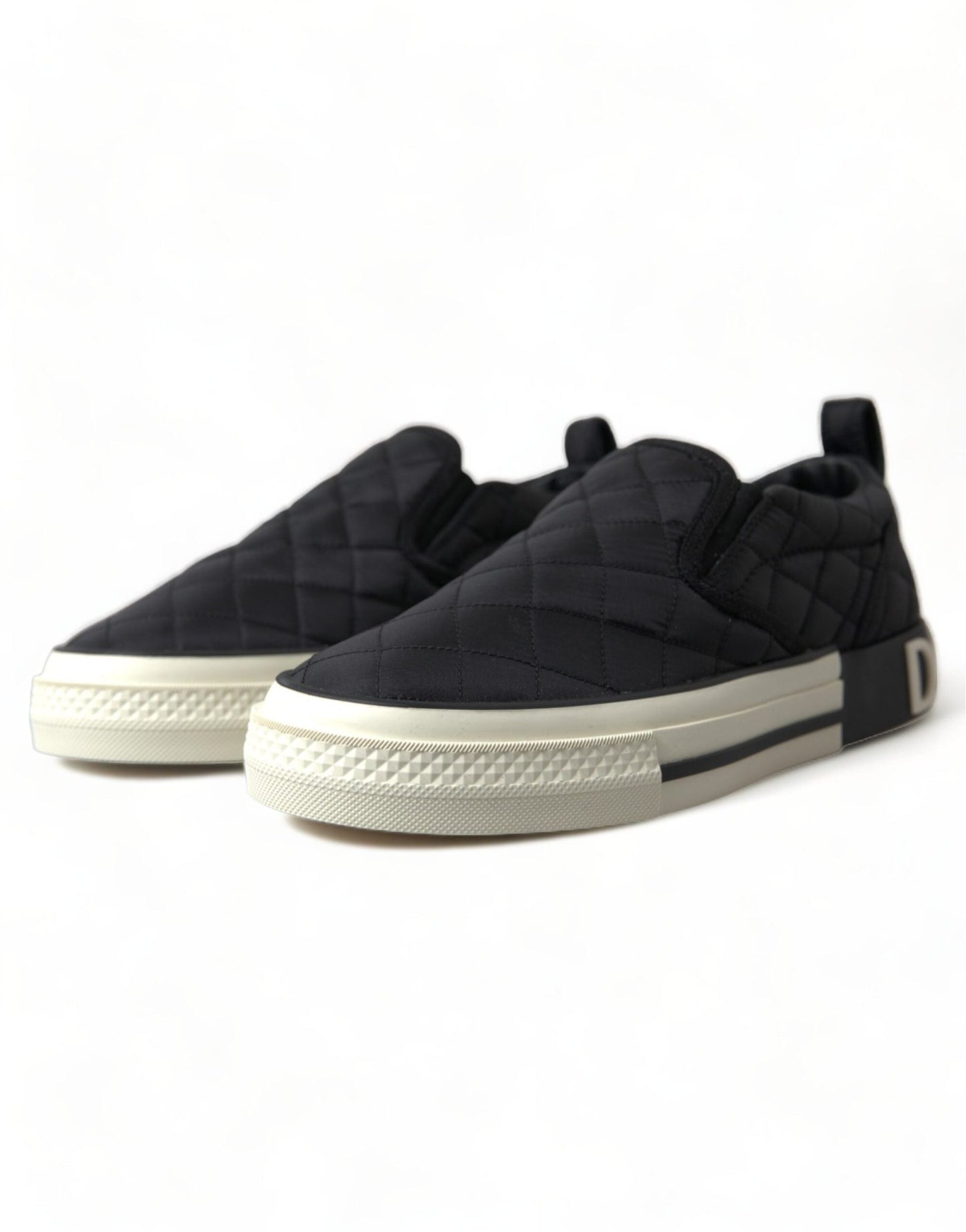 Dolce & Gabbana Black Quilted Slip On Low Top Sneakers Shoes - SMARTMARTNZ