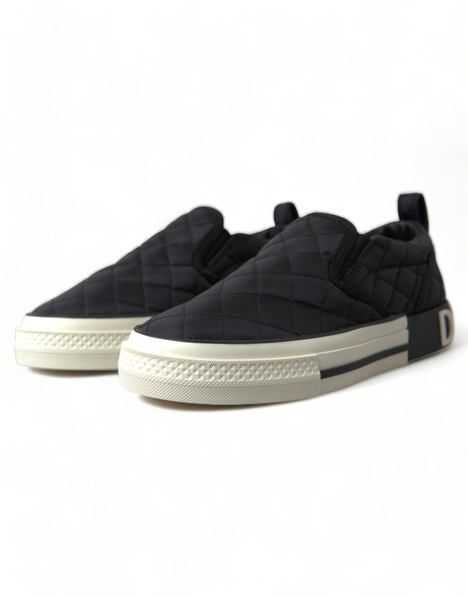 Dolce & Gabbana Black Quilted Slip On Low Top Sneakers Shoes - SMARTMARTNZ