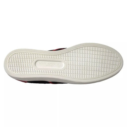 Dolce & Gabbana Black Red Lace Slip On Low Top Sneakers Shoes - SMARTMARTNZ