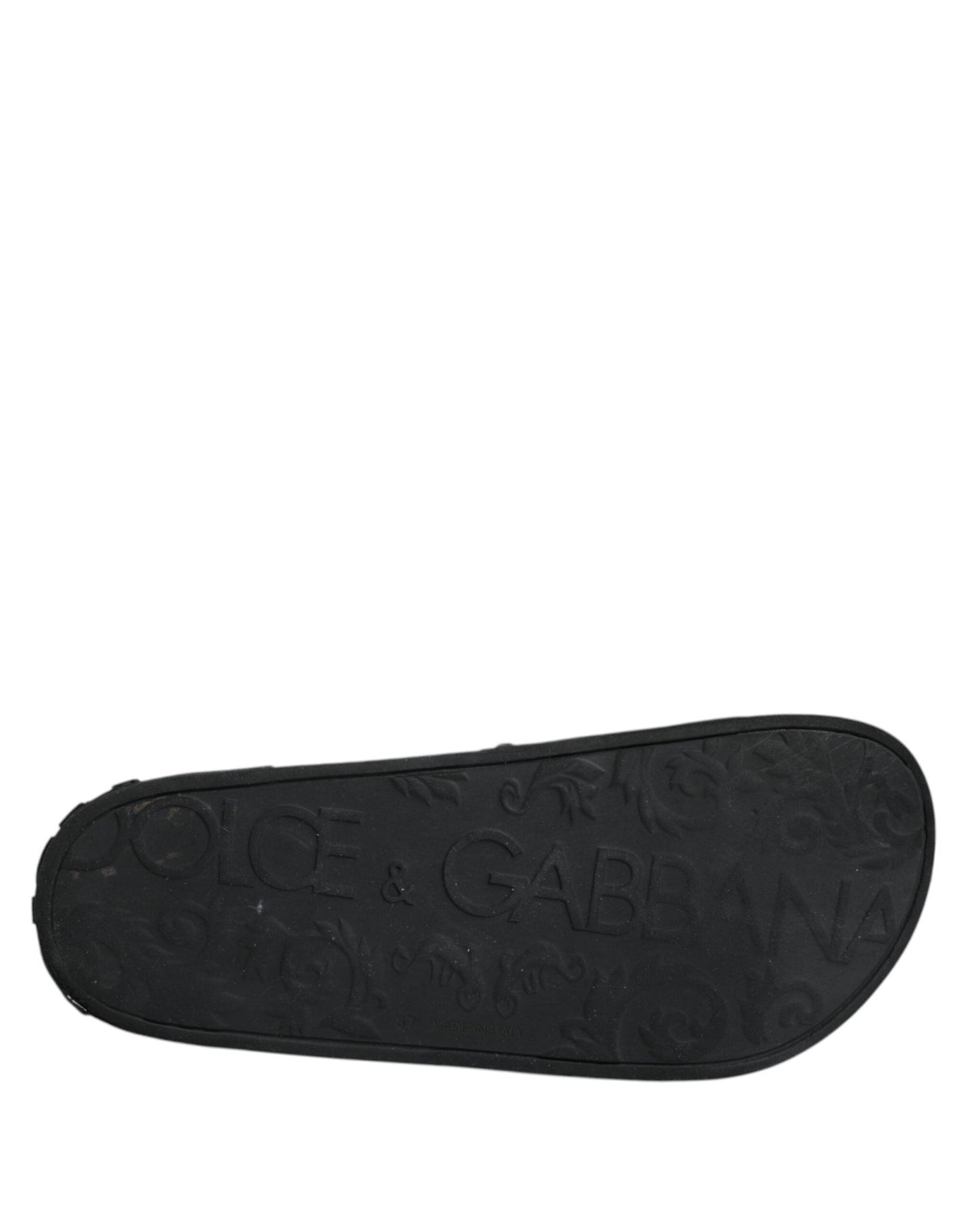 Dolce & Gabbana Black Rubber Slides Sandals Beachwear Shoes - SMARTMARTNZ