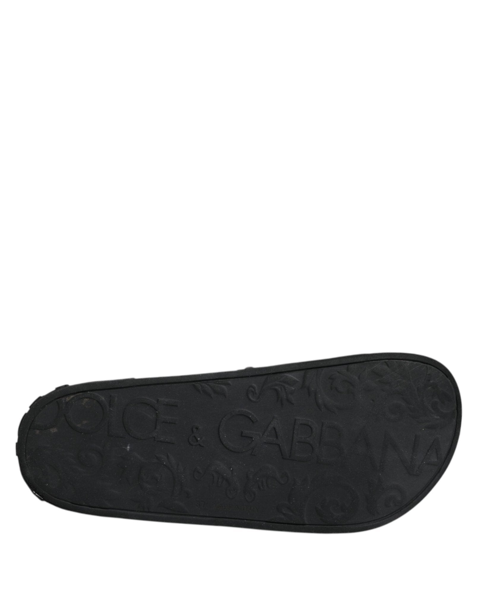 Dolce & Gabbana Black Rubber Slides Sandals Beachwear Shoes - SMARTMARTNZ