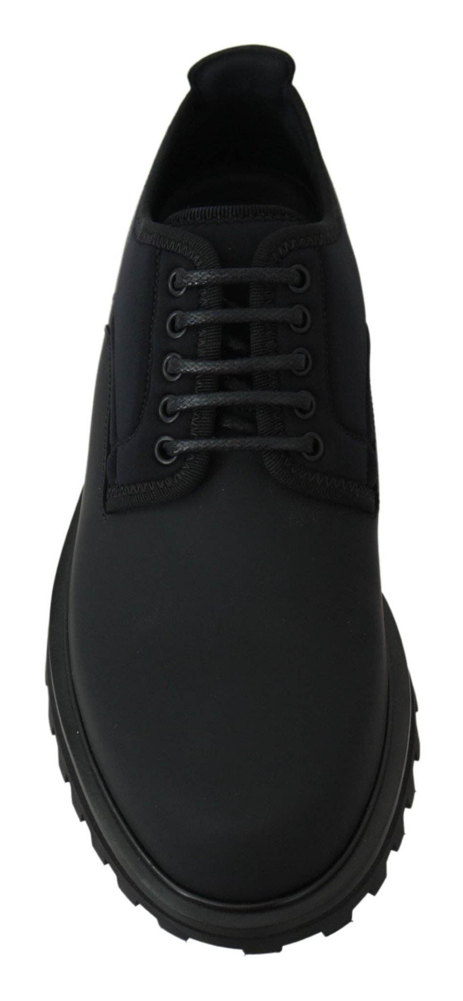 Dolce & Gabbana Black Rubberized Calfskin Chunky Derby Vulcano Shoes - SMARTMARTNZ