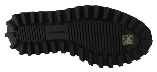 Dolce & Gabbana Black Rubberized Calfskin Chunky Derby Vulcano Shoes - SMARTMARTNZ