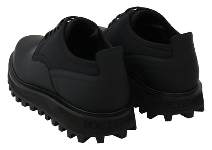 Dolce & Gabbana Black Rubberized Calfskin Chunky Derby Vulcano Shoes - SMARTMARTNZ