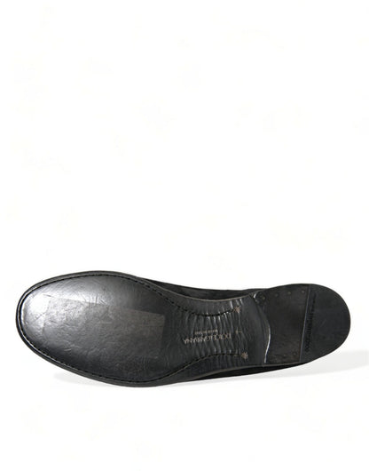 Dolce & Gabbana Black RUNWAY Velour AMALFI Loafers Shoes - SMARTMARTNZ