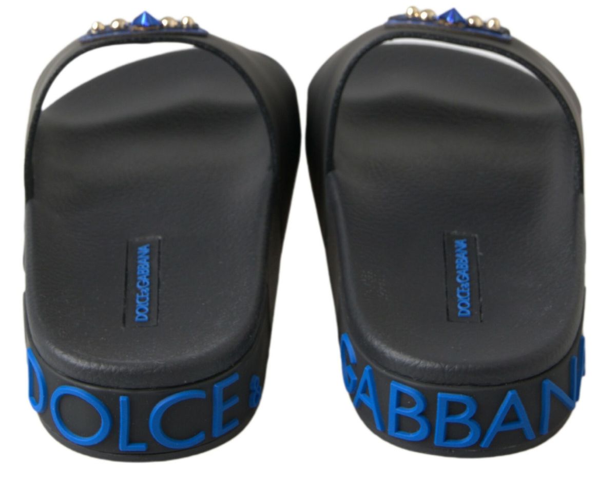 Dolce & Gabbana Black Slides Sandals Beach Saint Barth Shoes - SMARTMARTNZ