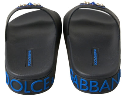 Dolce & Gabbana Black Slides Sandals Beach Saint Barth Shoes - SMARTMARTNZ
