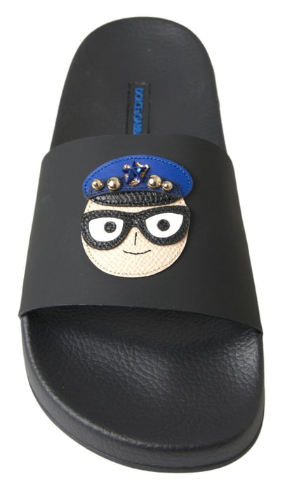Dolce & Gabbana Black Slides Sandals Beach Saint Barth Shoes - SMARTMARTNZ