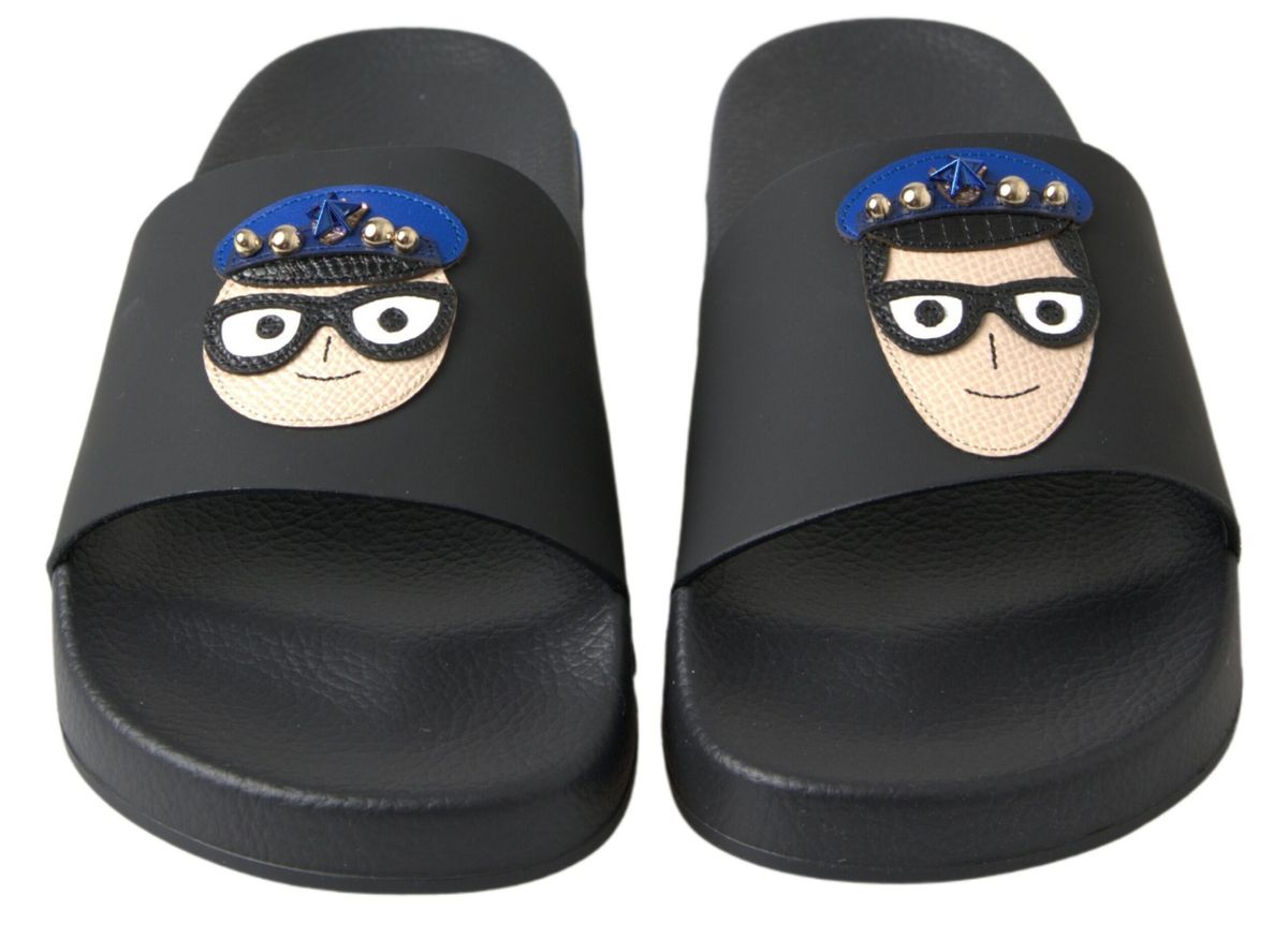 Dolce & Gabbana Black Slides Sandals Beach Saint Barth Shoes - SMARTMARTNZ