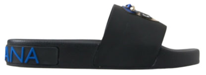 Dolce & Gabbana Black Slides Sandals Beach Saint Barth Shoes - SMARTMARTNZ