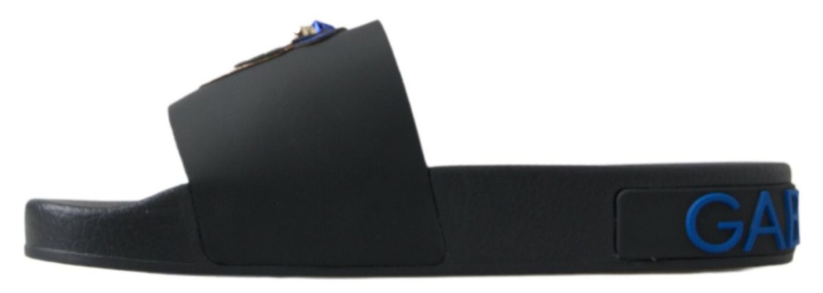 Dolce & Gabbana Black Slides Sandals Beach Saint Barth Shoes - SMARTMARTNZ