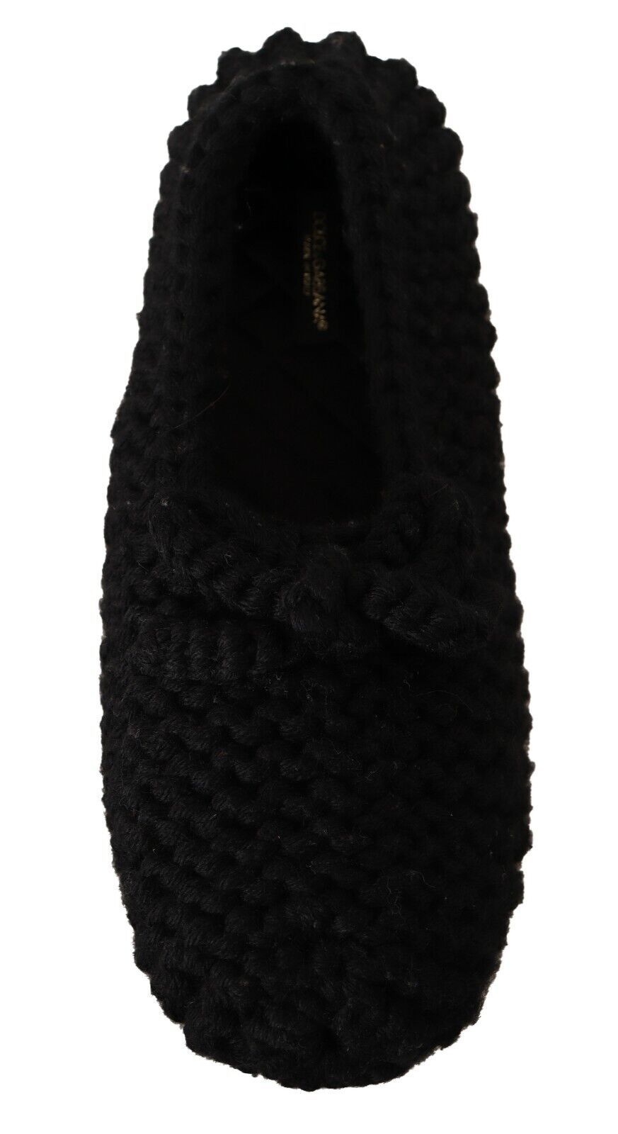 Dolce & Gabbana Black Slip On Ballerina Flats Wool Knit Shoes - SMARTMARTNZ