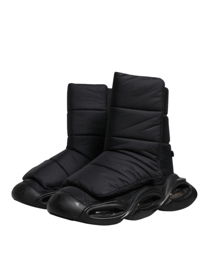 Dolce & Gabbana Black Slip On Wave Quilted Sneakers Shoes - SMARTMARTNZ