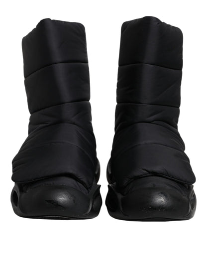 Dolce & Gabbana Black Slip On Wave Quilted Sneakers Shoes - SMARTMARTNZ
