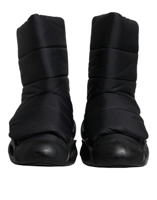 Dolce & Gabbana Black Slip On Wave Quilted Sneakers Shoes - SMARTMARTNZ