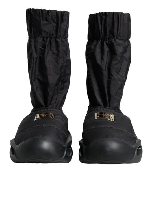 Dolce & Gabbana Black Slip On Wave Socks Sneakers Shoes - SMARTMARTNZ