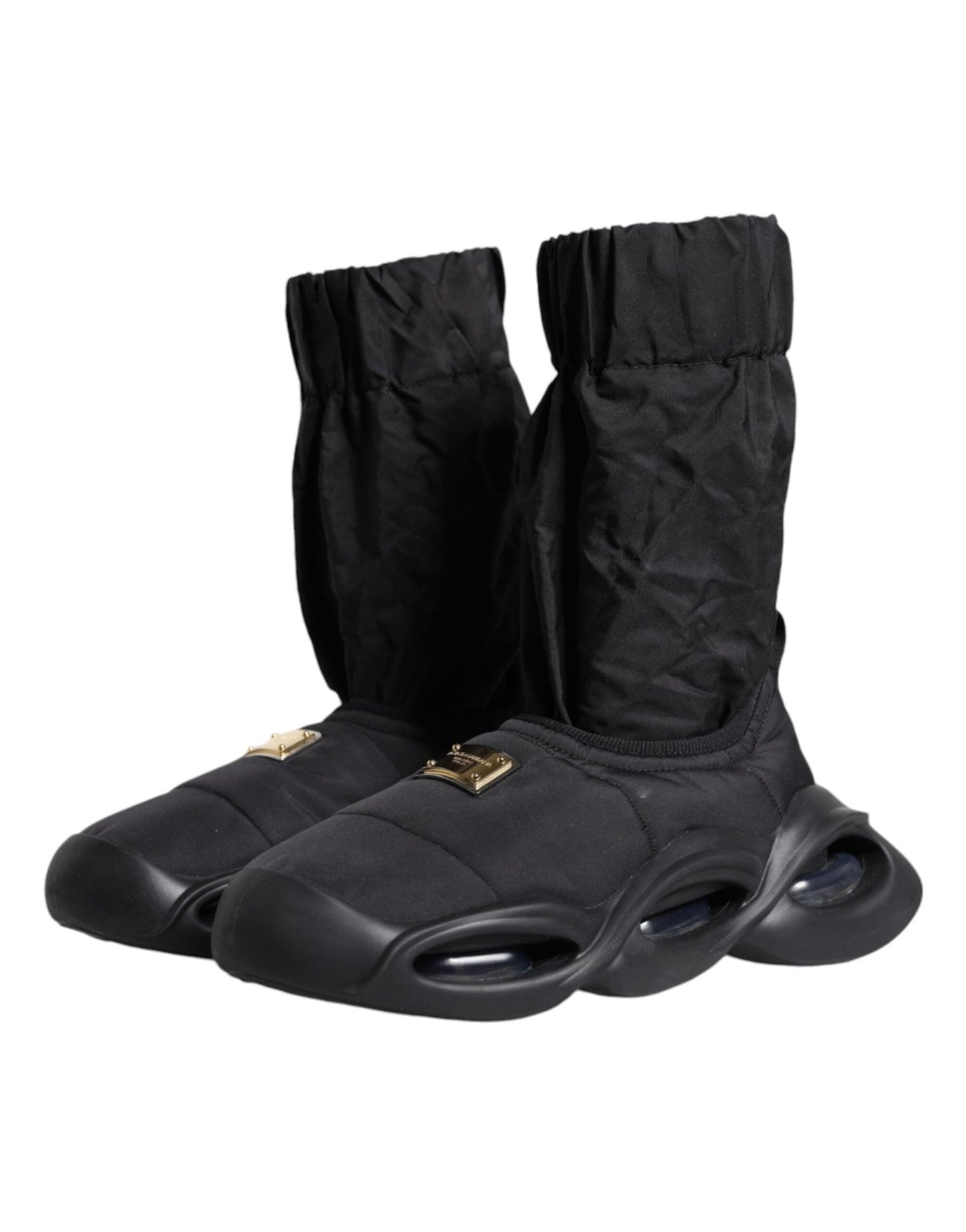Dolce & Gabbana Black Slip On Wave Socks Sneakers Shoes - SMARTMARTNZ