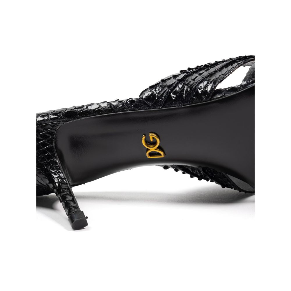 Dolce & Gabbana Black Snake Skin Sandal - SMARTMARTNZ