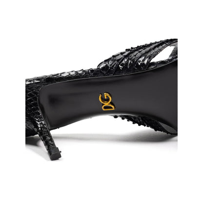 Dolce & Gabbana Black Snake Skin Sandal - SMARTMARTNZ