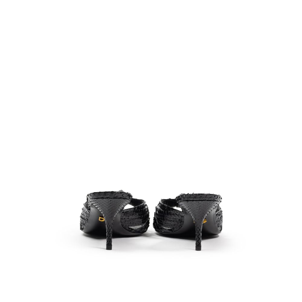 Dolce & Gabbana Black Snake Skin Sandal - SMARTMARTNZ