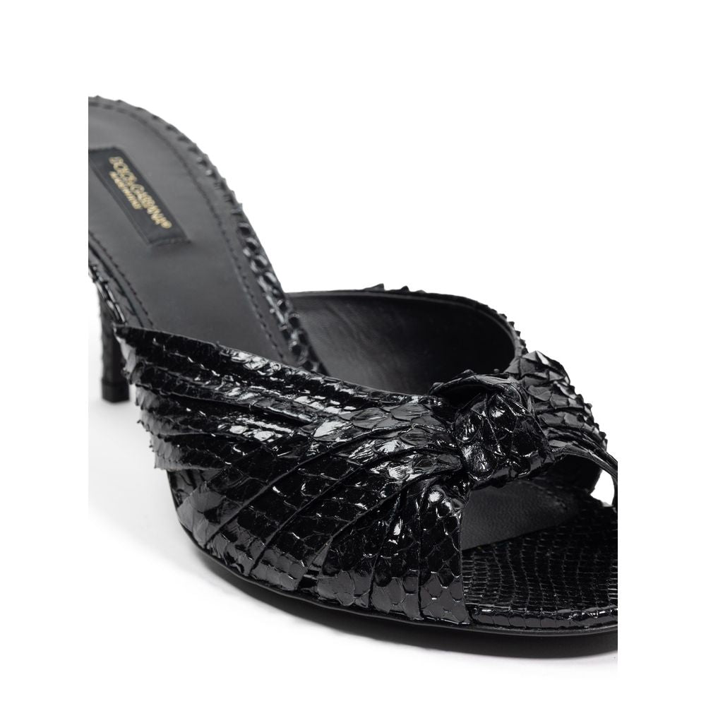 Dolce & Gabbana Black Snake Skin Sandal - SMARTMARTNZ