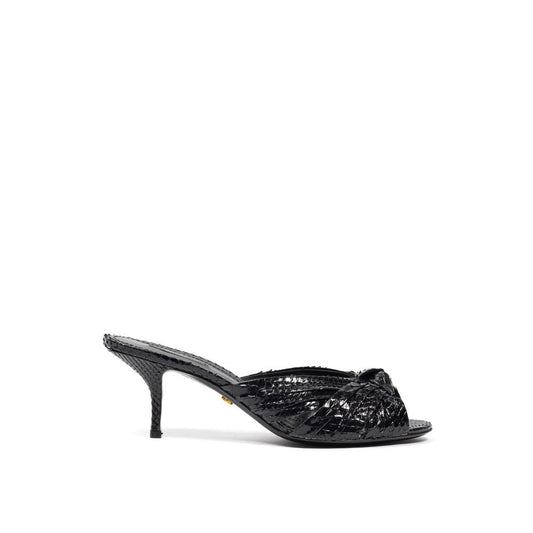 Dolce & Gabbana Black Snake Skin Sandal - SMARTMARTNZ