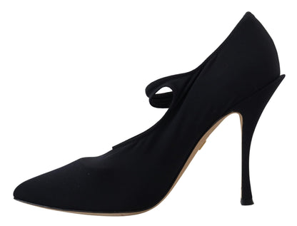 Dolce & Gabbana Black Socks Stretch Crystal Pumps Shoes - SMARTMARTNZ