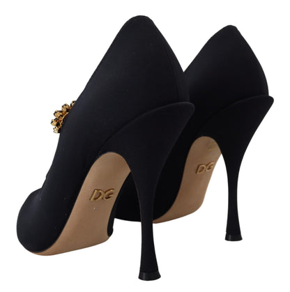 Dolce & Gabbana Black Socks Stretch Crystal Pumps Shoes - SMARTMARTNZ