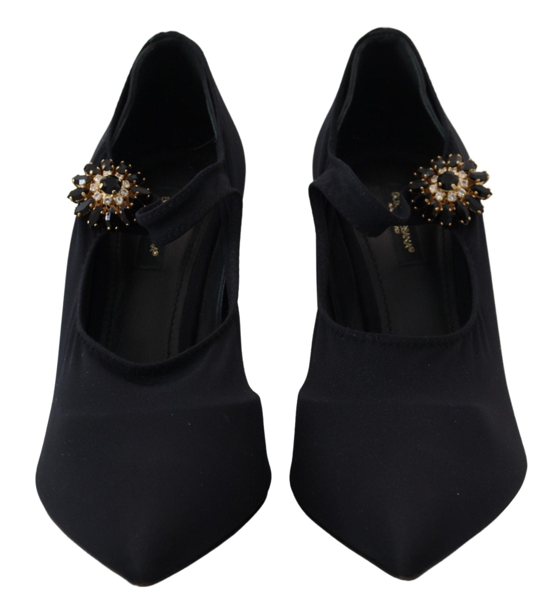 Dolce & Gabbana Black Socks Stretch Crystal Pumps Shoes - SMARTMARTNZ