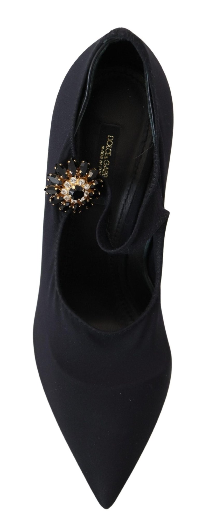Dolce & Gabbana Black Socks Stretch Crystal Pumps Shoes - SMARTMARTNZ