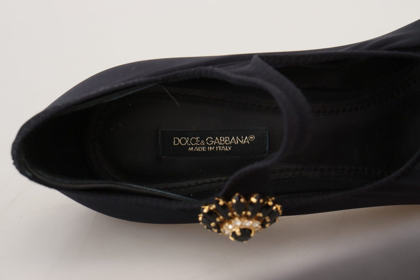 Dolce & Gabbana Black Socks Stretch Crystal Pumps Shoes - SMARTMARTNZ