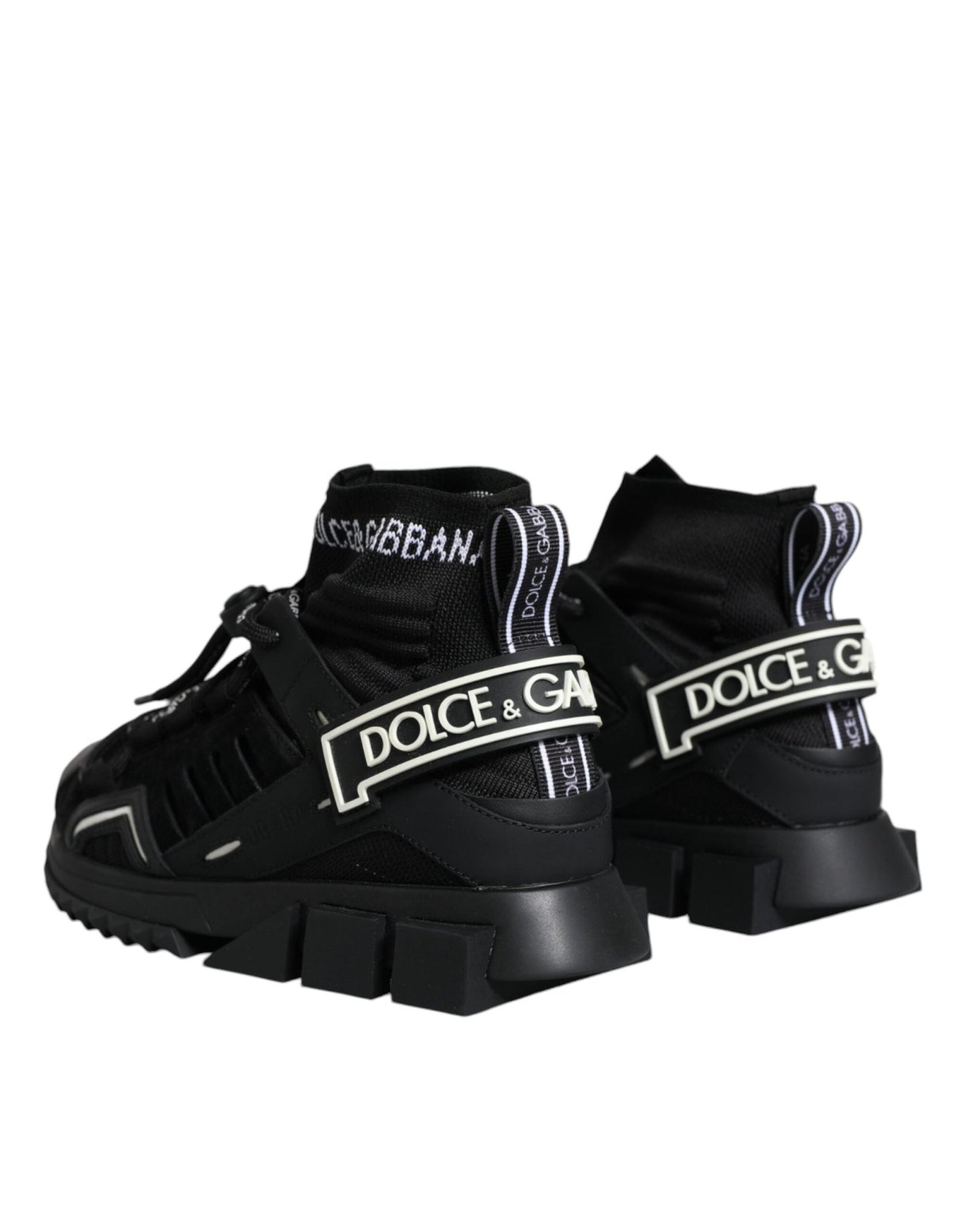 Dolce & Gabbana Black Sorrento Socks Logo Sneakers Shoes - SMARTMARTNZ