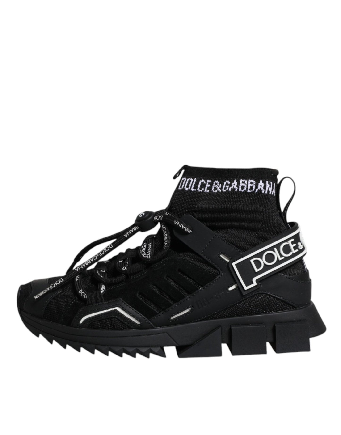Dolce & Gabbana Black Sorrento Socks Logo Sneakers Shoes - SMARTMARTNZ
