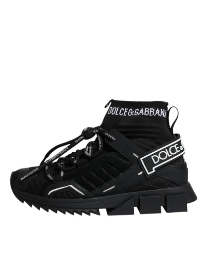 Dolce & Gabbana Black Sorrento Socks Logo Sneakers Shoes - SMARTMARTNZ