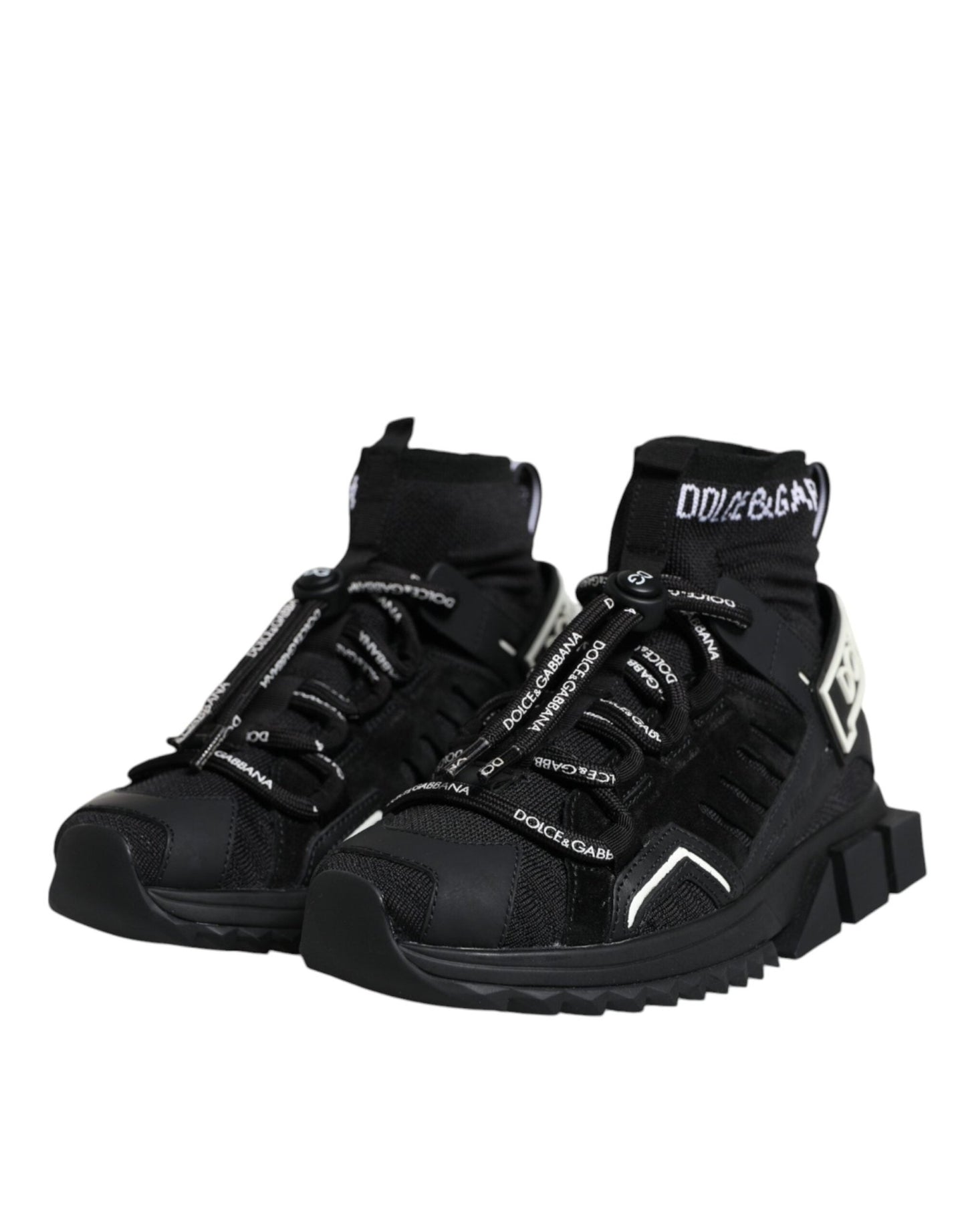 Dolce & Gabbana Black Sorrento Socks Logo Sneakers Shoes - SMARTMARTNZ