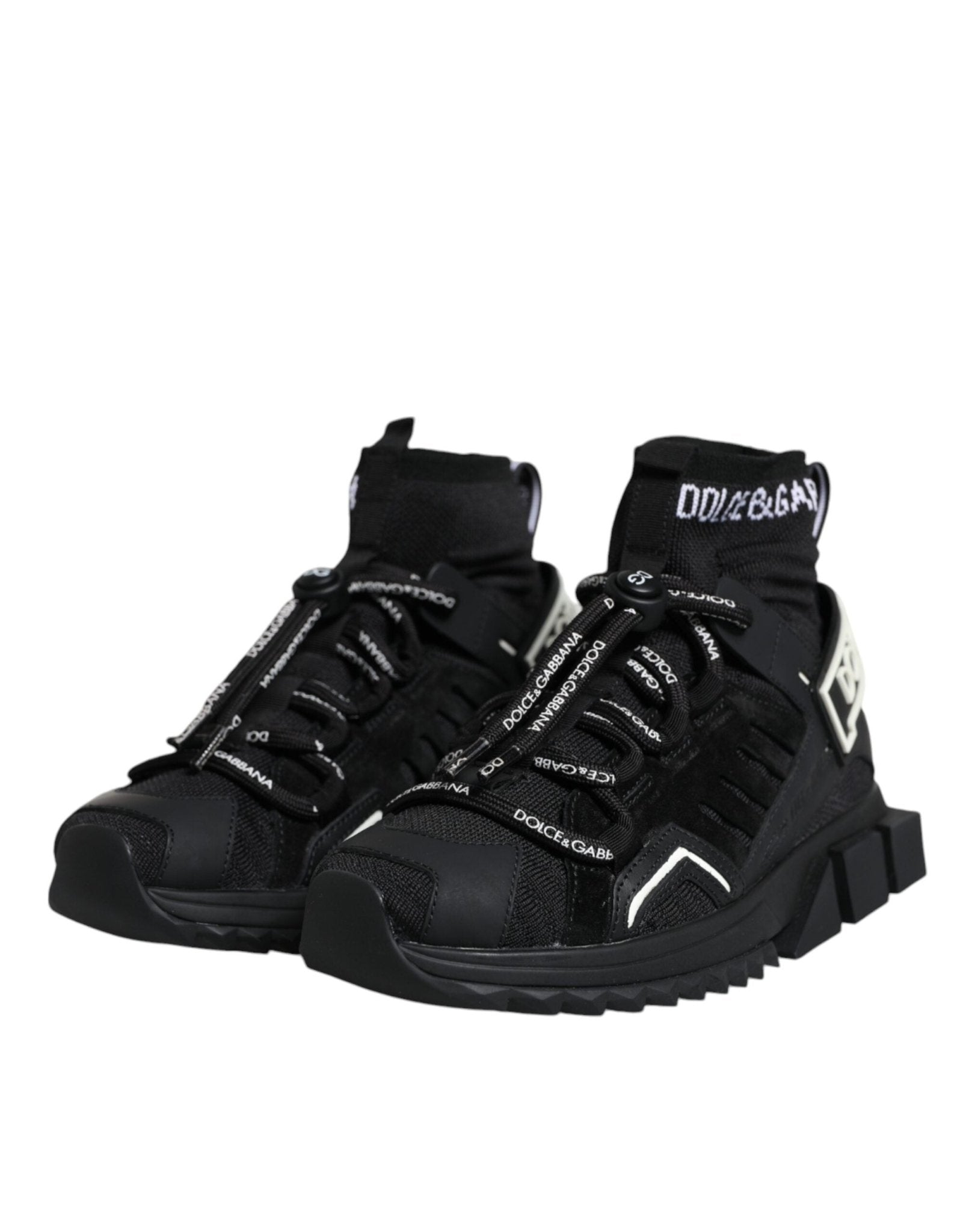 Dolce & Gabbana Black Sorrento Socks Logo Sneakers Shoes - SMARTMARTNZ