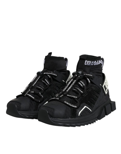 Dolce & Gabbana Black Sorrento Socks Logo Sneakers Shoes - SMARTMARTNZ