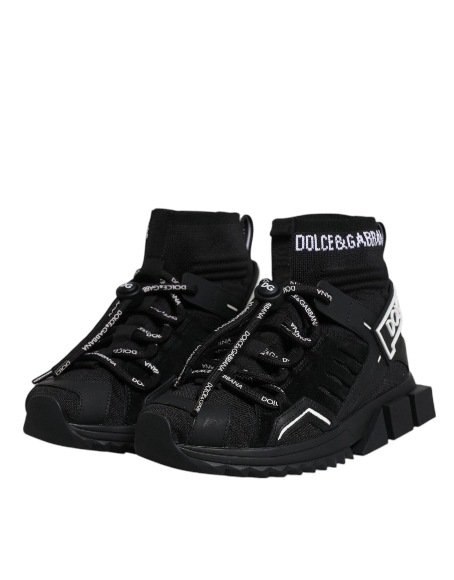 Dolce & Gabbana Black Sorrento Socks Logo Sneakers Shoes - SMARTMARTNZ