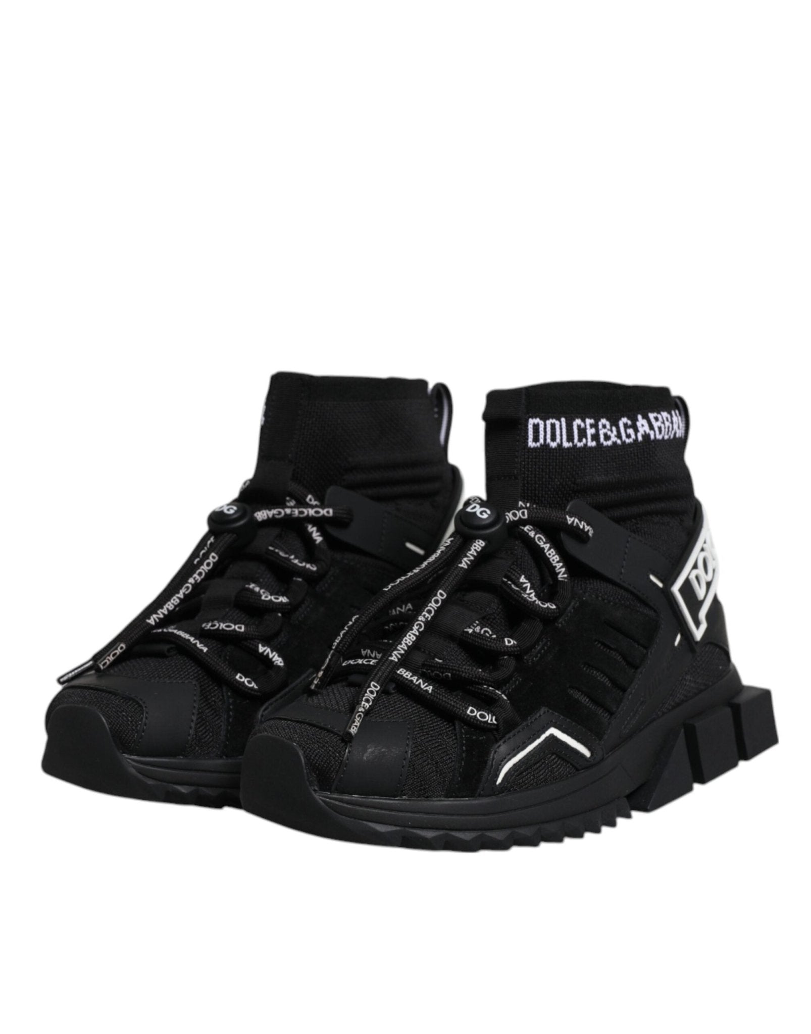 Dolce & Gabbana Black Sorrento Socks Logo Sneakers Shoes - SMARTMARTNZ