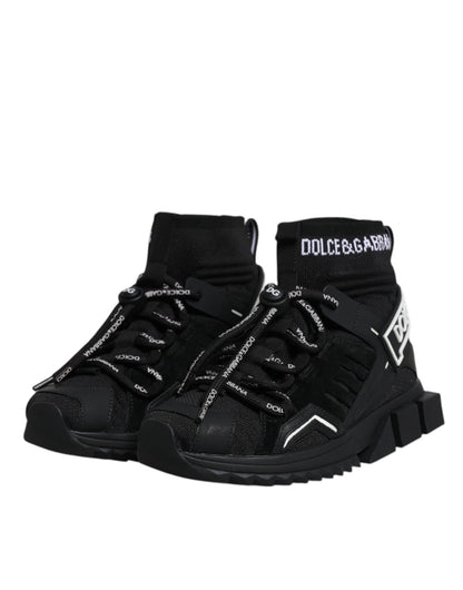 Dolce & Gabbana Black Sorrento Socks Logo Sneakers Shoes - SMARTMARTNZ