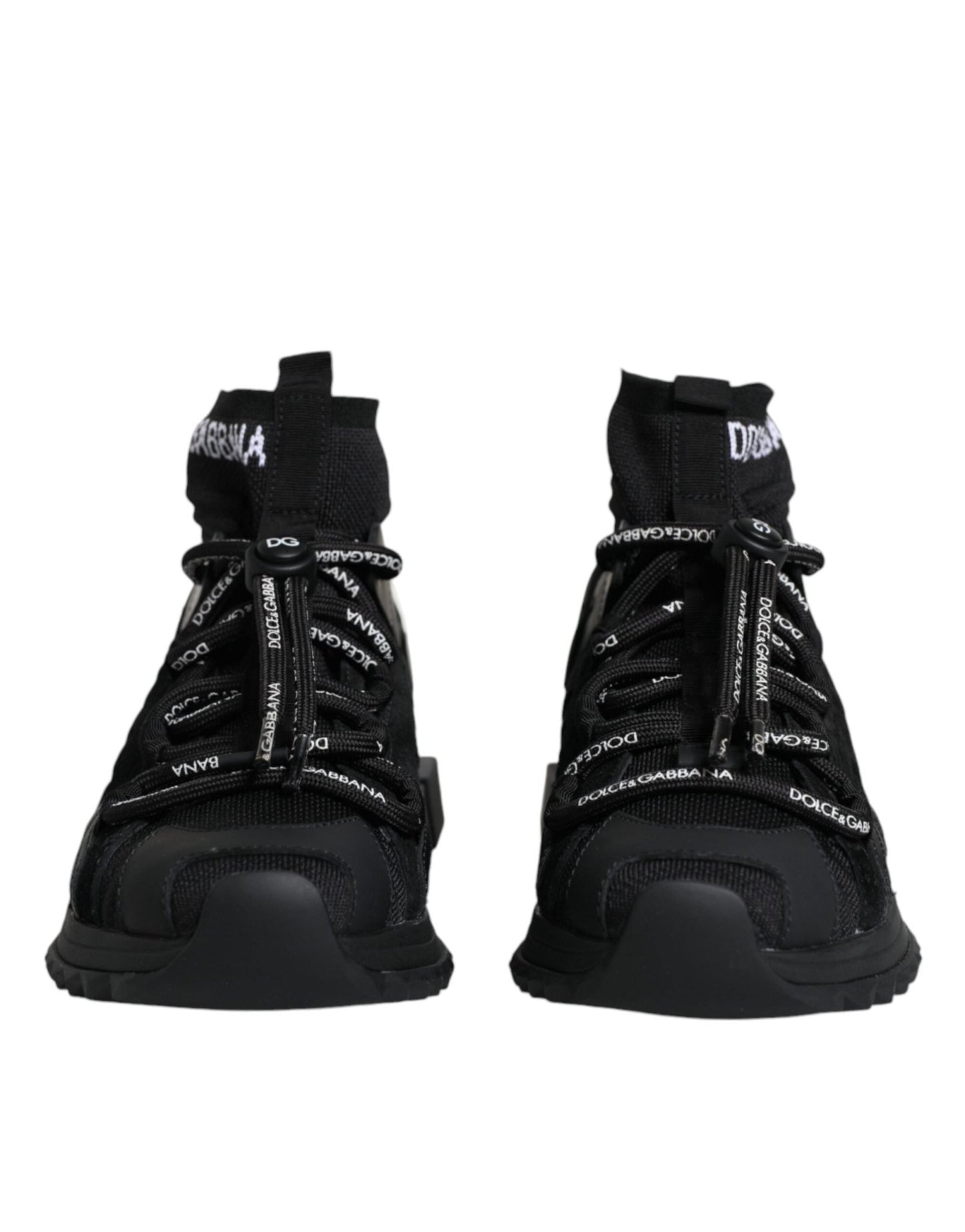 Dolce & Gabbana Black Sorrento Socks Logo Sneakers Shoes - SMARTMARTNZ
