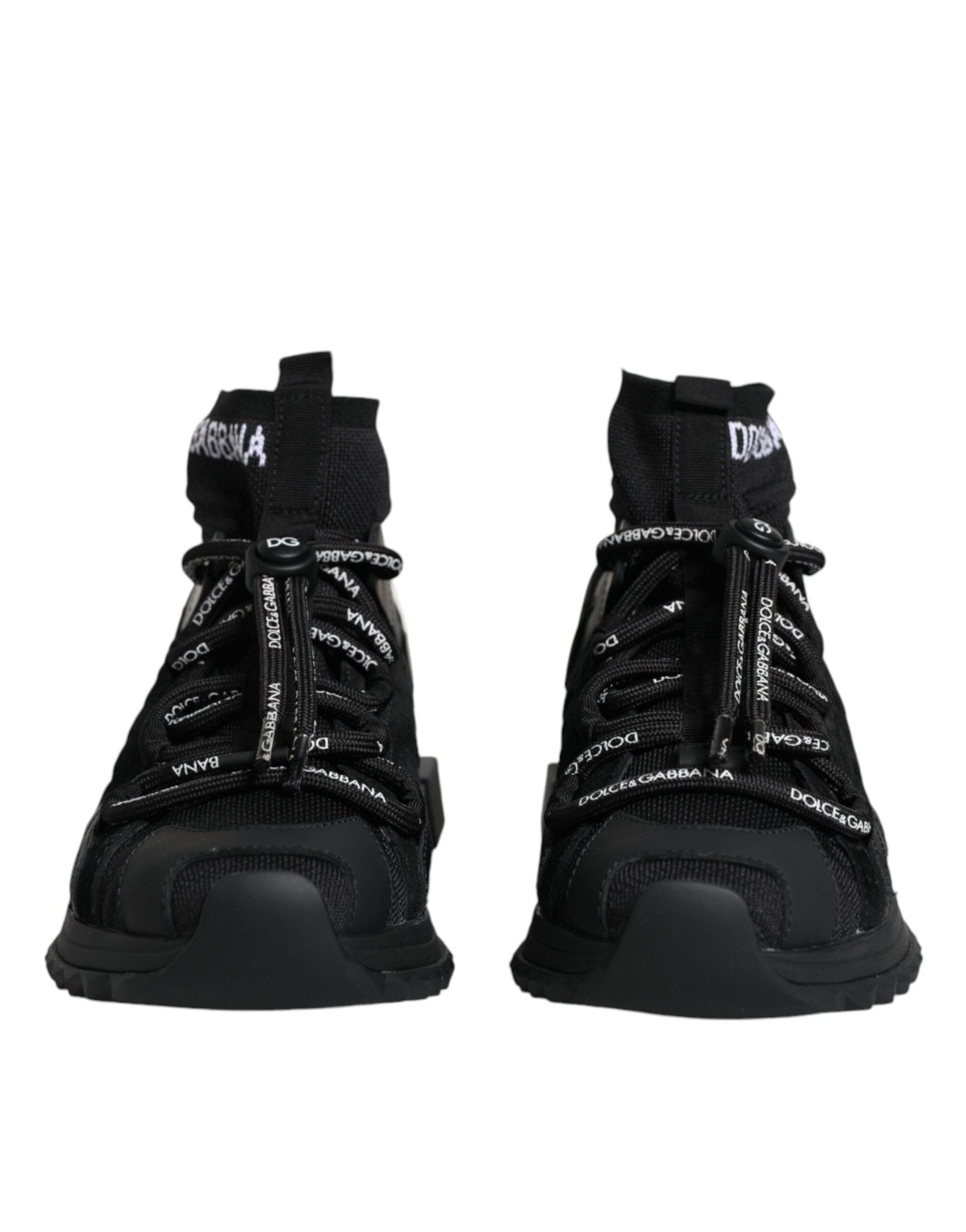 Dolce & Gabbana Black Sorrento Socks Logo Sneakers Shoes - SMARTMARTNZ