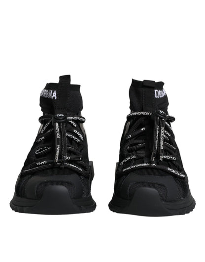 Dolce & Gabbana Black Sorrento Socks Logo Sneakers Shoes - SMARTMARTNZ