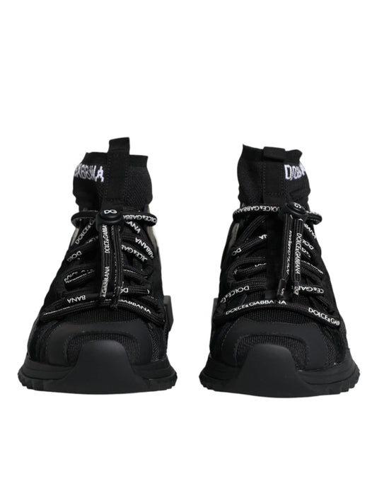 Dolce & Gabbana Black Sorrento Socks Logo Sneakers Shoes - SMARTMARTNZ