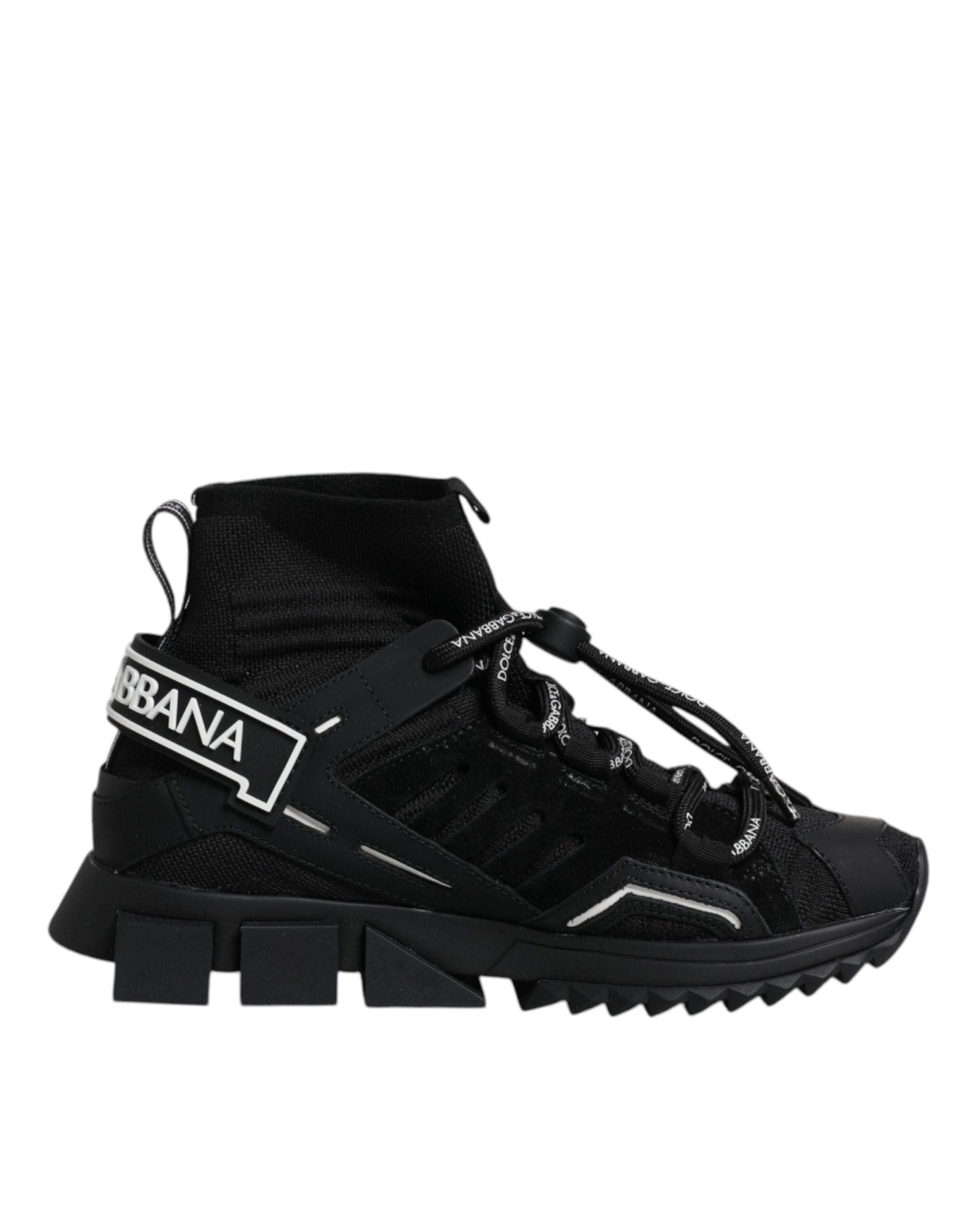 Dolce & Gabbana Black Sorrento Socks Logo Sneakers Shoes - SMARTMARTNZ