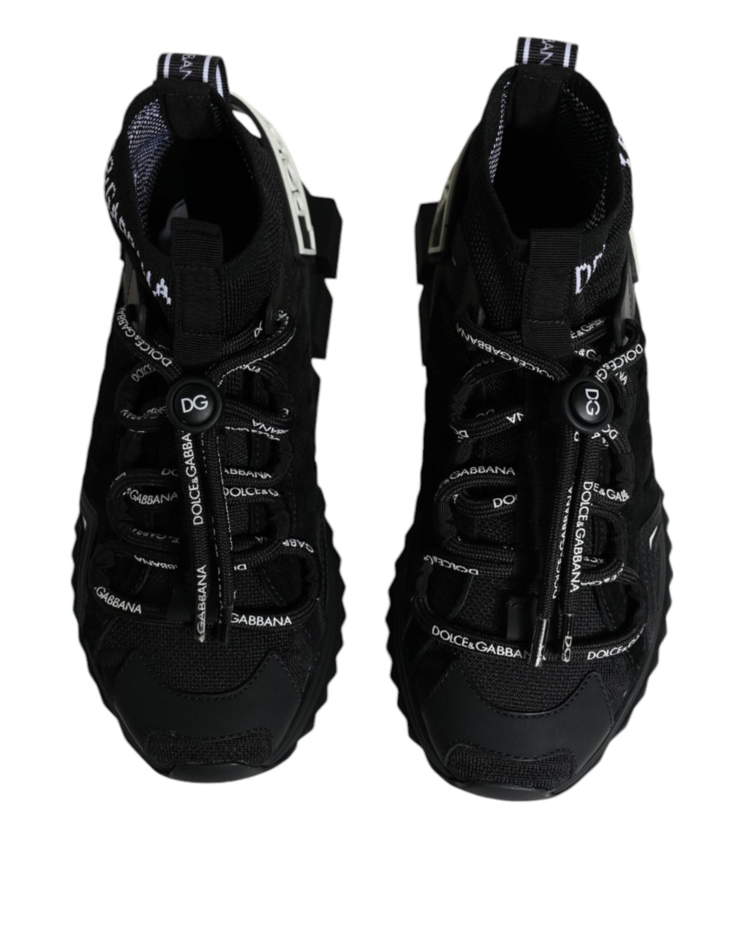 Dolce & Gabbana Black Sorrento Socks Logo Sneakers Shoes - SMARTMARTNZ